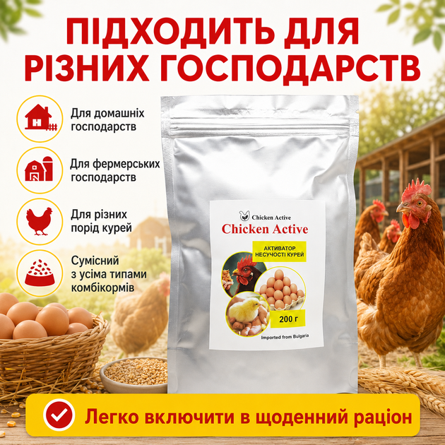 Повышение несучьсти Chicken Active Для курей-несучек, 200 г Кормовая добавка для курей несучек - изображение 3