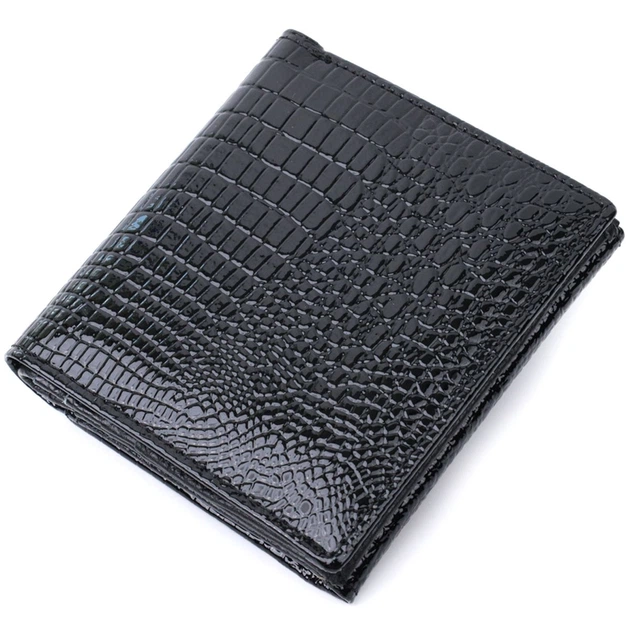 Компактний жіночий гаманець з натуральної лакованої шкіри ST Leather 22688 чорний - зображення 6