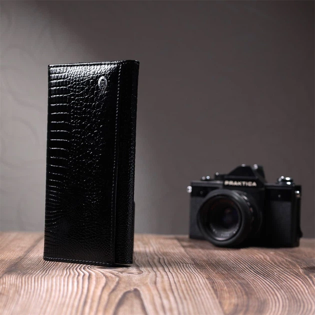 Женский кошелек из натуральной лакированной кожи ST Leather 22679 черный - изображение 10