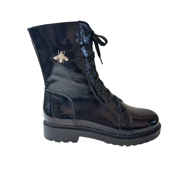 Ботинки кожаные женские демисезонные на утолщенной подошве без каблука 41 Черные - Фото 2 Ботинки кожаные женские демисезонные на утолщенной подошве без каблука 41 Черные - изображение 2