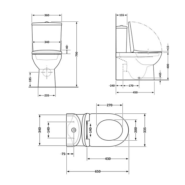 Унитаз-компакт Qtap Presto безободочный с сиденьем Soft-close QT24221217AW - Фото 2 Унитаз-компакт Qtap Presto безободочный с сиденьем Soft-close QT24221217AW - изображение 2