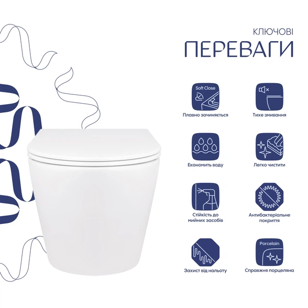Унітаз підвісний Qtap Swan безобідковий з сідінням Soft-close QT16335178W - зображення 3