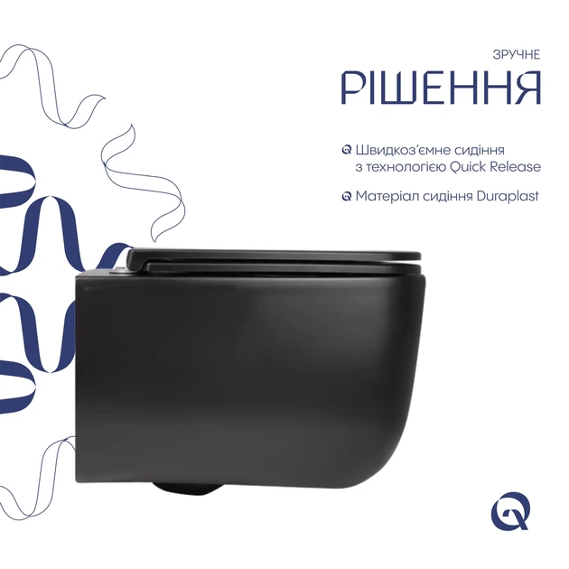 Унитаз подвесной Qtap Gemini безободочный с сиденьем Soft-close QT2533076EUQMB - изображение 4