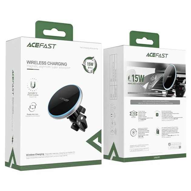 Автодержатель Acefast D3 магнитный беспроводной 15W ABS + поликарбонат серебристый 65х15 мм - изображение 5