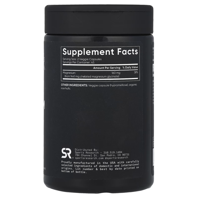 Гліцинат магнію Sports Research Magnesium Glycinate 90 капсул, хелатний магній для сну - зображення 2