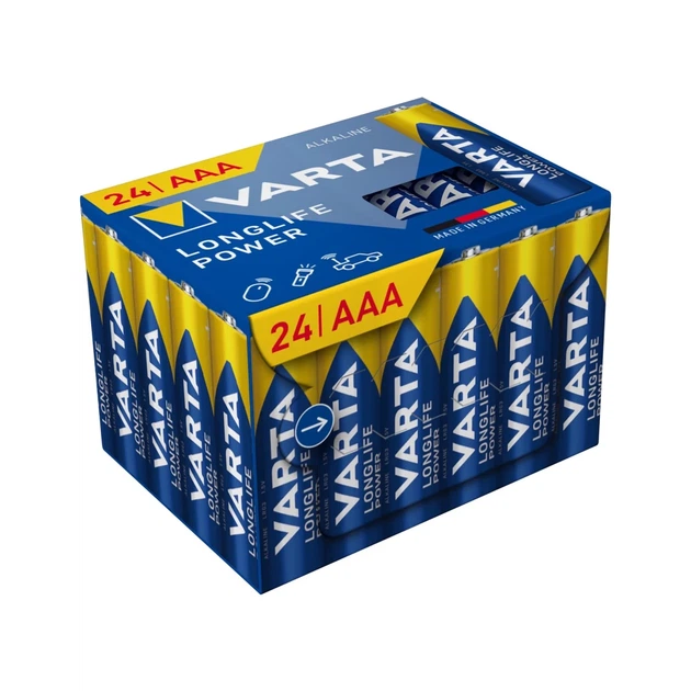 Батарея щелочная Varta LR03 Longlife Power Cube Pack 24 шт./коробка BAT0358 (4008496129874) - Фото 1 Батарея щелочная Varta LR03 Longlife Power Cube Pack 24 шт./коробка BAT0358 (4008496129874) - изображение 1