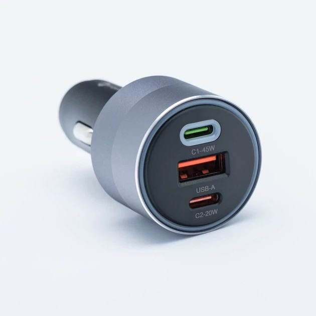 Автомобільний зарядний пристрій Forcell F-Energy Alu 2 x USB C + USB A QC4.0 PD SFC2.0 4.5A 65W Grey (5903396275739) - зображення 8