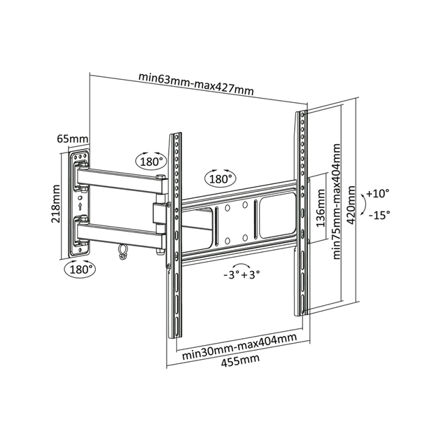 Кронштейн настенный Cabletech 32-55" Black (UCH0204) - Фото 11 Кронштейн настенный Cabletech 32-55" Black (UCH0204) - изображение 11