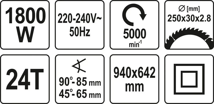 Пила циркулярна настільна YATO 2000 Вт YT-82165 - Фото 7 Пила циркулярна настільна YATO 2000 Вт YT-82165 - зображення 7