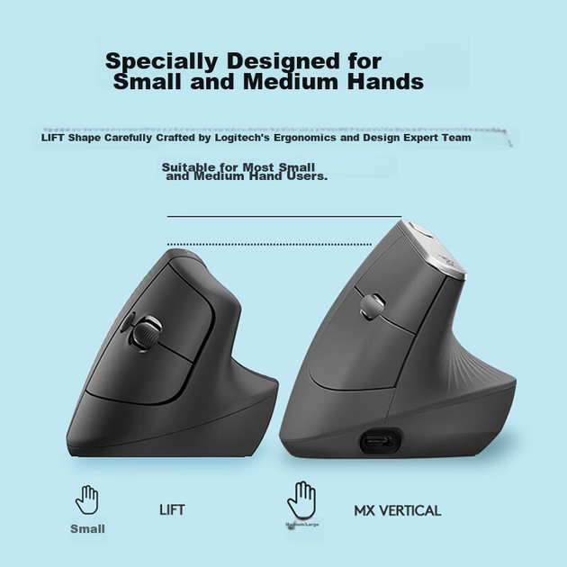 Мышь Logitech Lift Wireless/Bluetooth Black - изображение 3