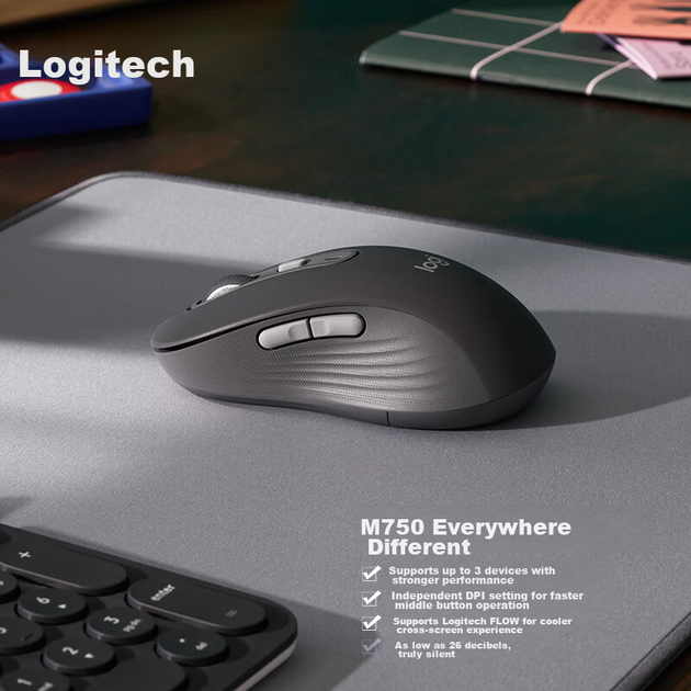 Мышь Logitech M750 M Wireless/Bluetooth Black - Фото 2 Мышь Logitech M750 M Wireless/Bluetooth Black - изображение 2
