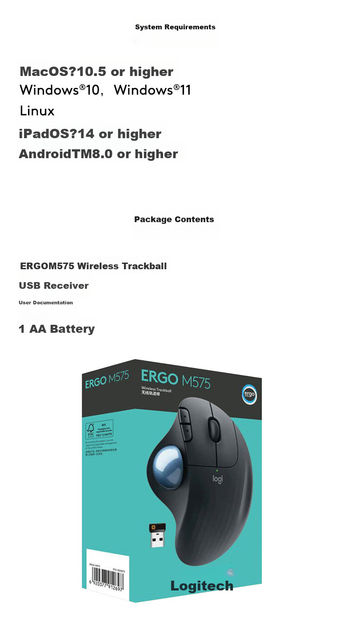 Трекбол Logitech ERGO M575 Wireless Graphite - изображение 3