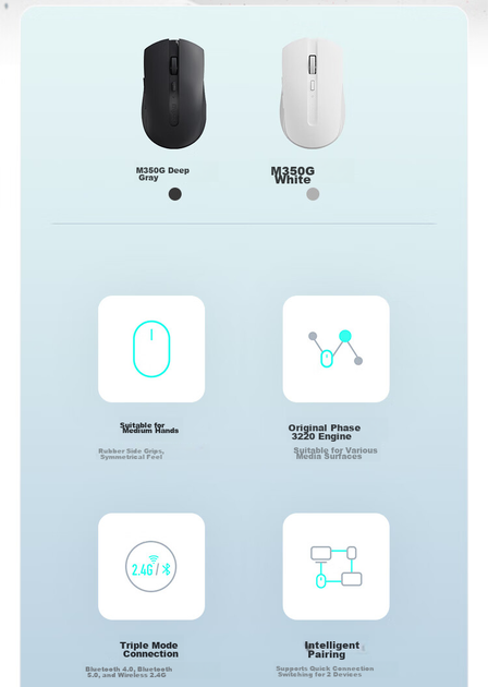 Мышь Rapoo M350G Wireless/Bluetooth Dark Grey - изображение 5