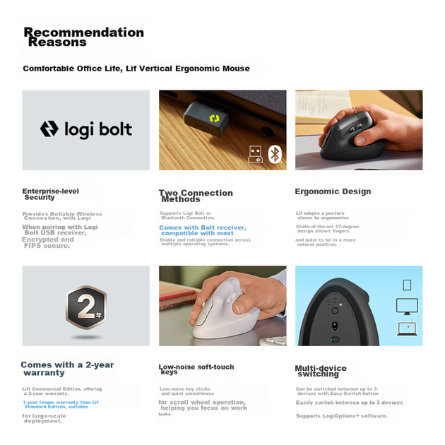Мышь Logitech Lift Vertical Ergonomic Wireless Black (100097129662) - изображение 2