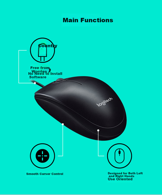 Мышь Logitech B100 USB Black - изображение 3