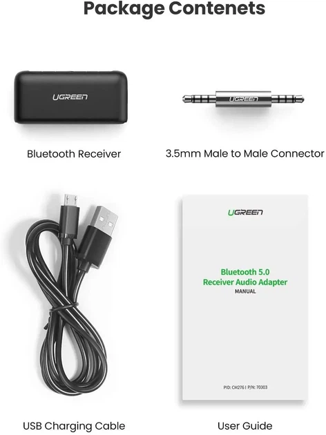 Bluetooth-ресивер UGREEN CM276 Bluetooth 5.0 Receiver Audio Adapter - изображение 7