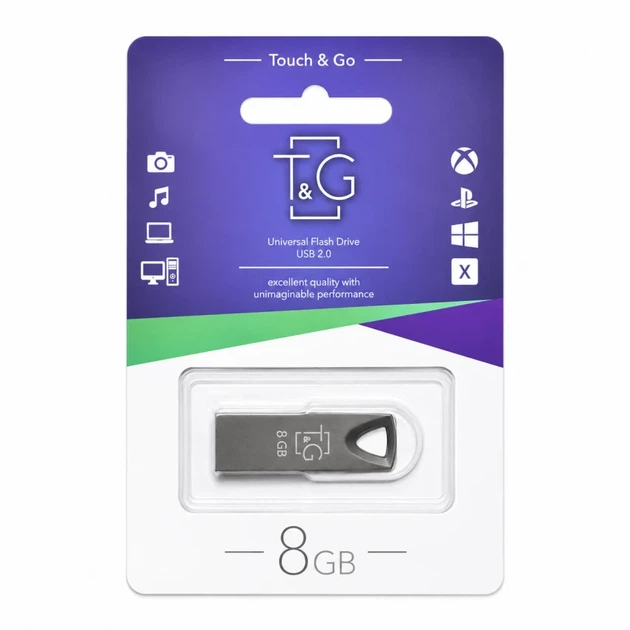 Флеш-пам'ять USB 2.0 T&G Metal 8ГБ моноблок метал чорний - Фото 2 Флеш-пам'ять USB 2.0 T&G Metal 8ГБ моноблок метал чорний - зображення 2