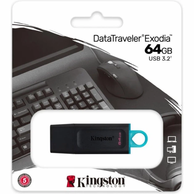 USB флеш накопичувач Kingston 64GB DataTraveler Exodia Black/Teal USB 3.2 (DTX/64GB) - Фото 6 USB флеш накопичувач Kingston 64GB DataTraveler Exodia Black/Teal USB 3.2 (DTX/64GB) - зображення 6