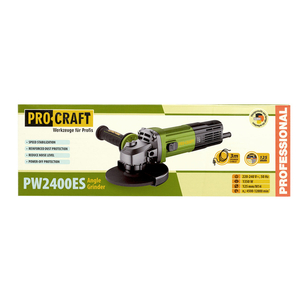 Угловая шлифмашина Procraft PW2400ES 1350 Вт, 125 мм - Фото 6 Угловая шлифмашина Procraft PW2400ES 1350 Вт, 125 мм - изображение 6