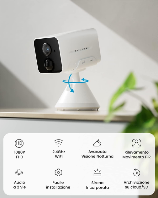 Беспроводная камера видеонаблюдения ieGeek 1080P, Wi-Fi, AI/PIR, ночное видение, 2-Way Audio, Alexa, IP65, White - изображение 3