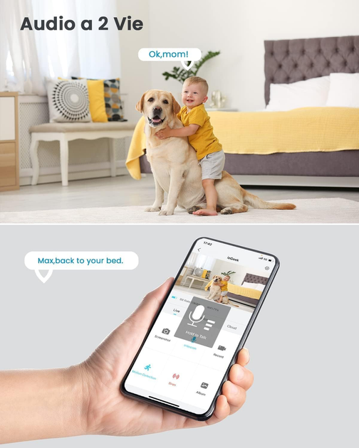 Беспроводная камера видеонаблюдения ieGeek 1080P, Wi-Fi, AI/PIR, ночное видение, 2-Way Audio, Alexa, IP65, White - изображение 4