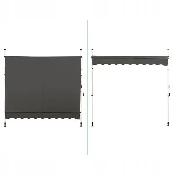 Балконна маркіза Costway 250×120 см з телескопічними стійками 200–300 см, сіра - Фото 9 Балконна маркіза Costway 250×120 см з телескопічними стійками 200–300 см, сіра - зображення 9