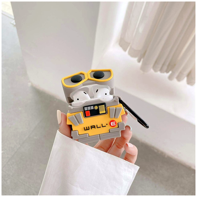 Чехол силиконовый противоударный для AirPods Pro Pro 2 3D Robot Wall-E защитный серый SR-547 - изображение 4