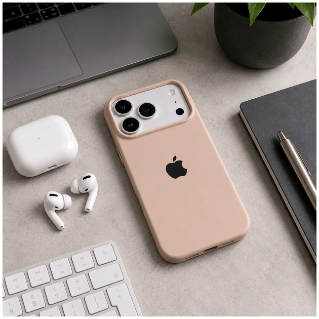 Чехол силиконовый Silicone Case Full для iPhone 17 Pro Max защита камеры с микрофиброй внутри Desert SR-547 - изображение 5