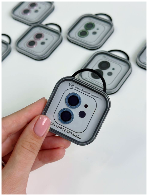 Защитное стекло Diamonds Lens для iPhone 11 12 12 mini с рамкой максимальная защита камеры Sierra Blue SR-547 - изображение 2