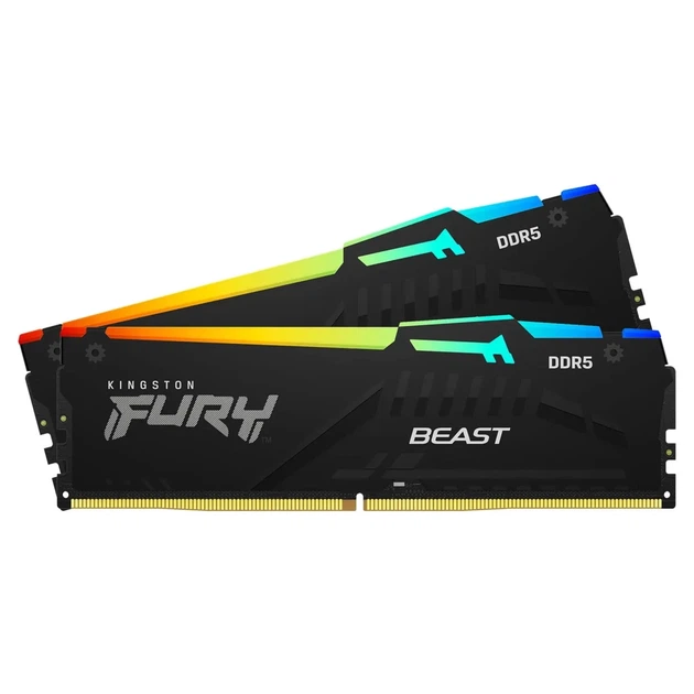 Модуль пам'яті Kingston FURY Beast Black RGB DDR5 6400 32GB (2x16GB) CL32-39-39 1.4V EXPO - Фото 2 Модуль пам'яті Kingston FURY Beast Black RGB DDR5 6400 32GB (2x16GB) CL32-39-39 1.4V EXPO - изображение 2
