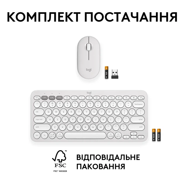 Комплект клавіатура та мишка Logitech Pebble 2 Combo Tonal White UA (920-012240) - зображення 10