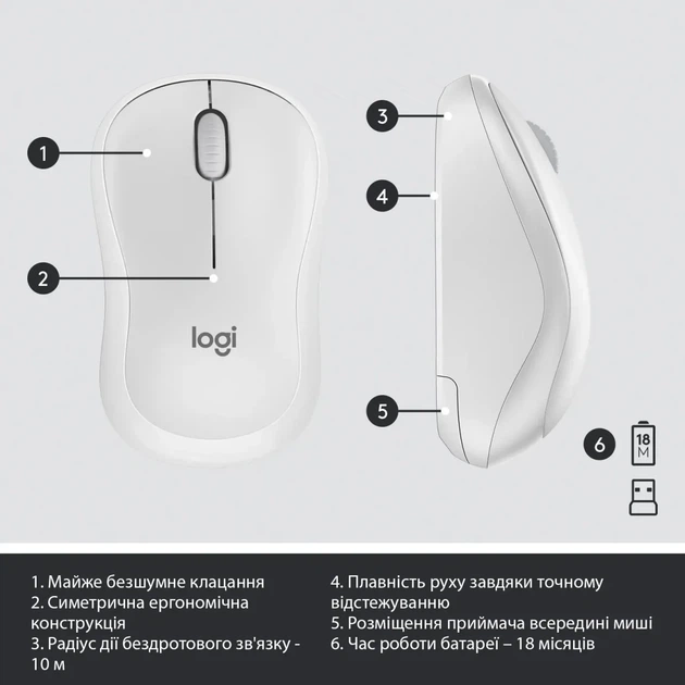 Комплект клавіатура та мишка Logitech MK295 Silent UA Off-White (920-009824) - зображення 7