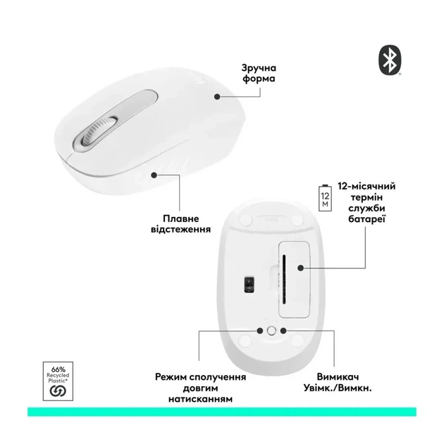 Мишка Logitech M196 Bluetooth Off-White (910-007460) - изображение 6