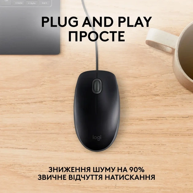 Мишка Logitech B100 USB Black (910-003357) - изображение 3