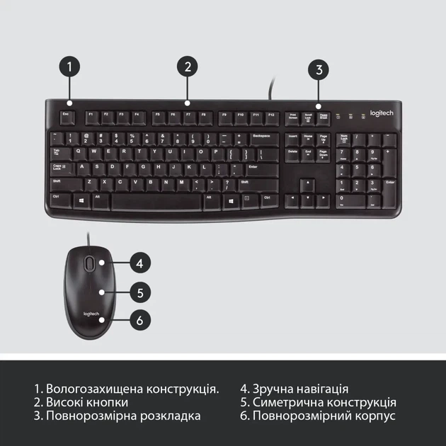 Комплект клавіатура та мишка Logitech Desktop MK120 UA (920-002563) - зображення 6
