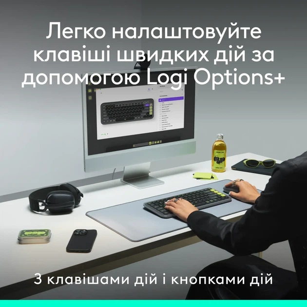 Комплект клавіатура та мишка Logitech POP Icon Combo Bluetooth UA Rose (920-013142) - зображення 4