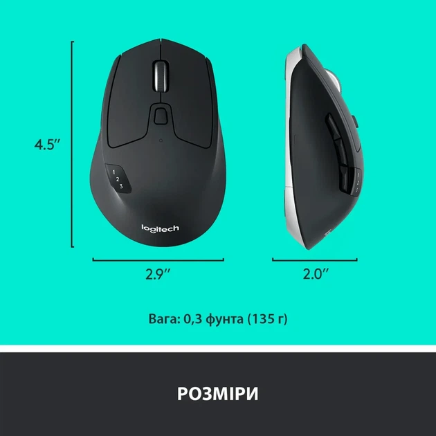Мишка Logitech M720 Triathlon Wireless/Bluetooth Black (910-004791) - изображение 9