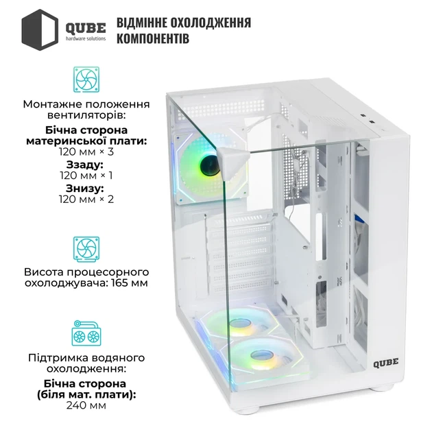 Корпус QUBE AQUARIUM ARGB WHITE (AQUARIUM_GWNU3) - изображение 4