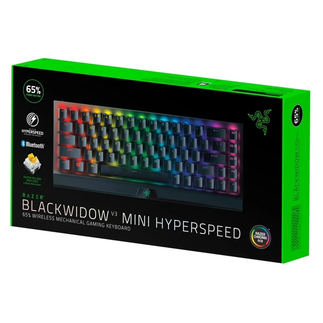 Клавіатура RAZER BlackWidow V3 Mini Hyperspeed, Yellow Switch RU (RZ03-03890700-R3R1) - Фото 6 Клавіатура RAZER BlackWidow V3 Mini Hyperspeed, Yellow Switch RU (RZ03-03890700-R3R1) - зображення 6