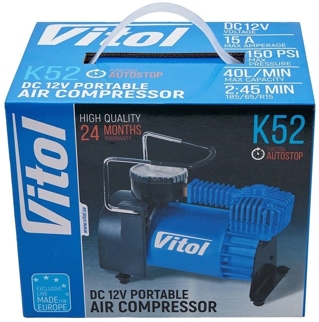 Компресор Vitol K-52 150 psi 15 Amp 40 л автостоп, прикурювач - зображення 10
