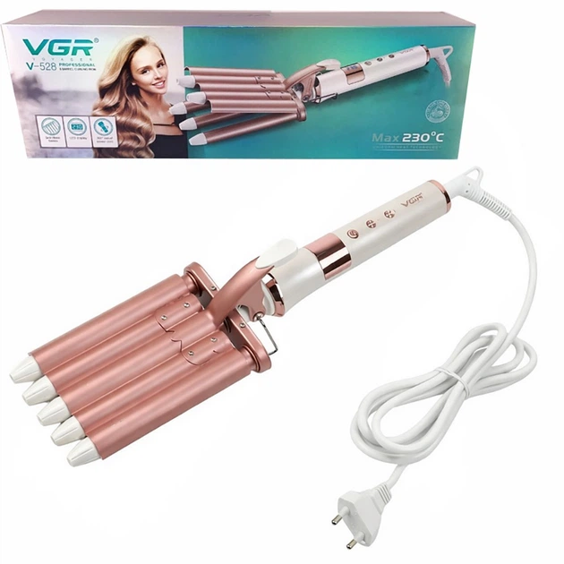Плойка пять волн VGR V-528, 80-230°C, керамическое покрытие, LED-дисплей, 62 Вт - изображение 2