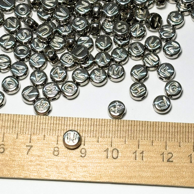Бусины с буквами Английский алфавит платина 50шт 7х6мм - изображение 8