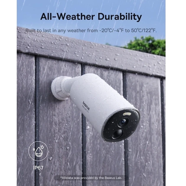 IP камера видеонаблюдения Baseus Security B1 Outdoor Camera 2K Wi-Fi, 145°, ночное видение, IP67, белая - Фото 7 IP камера видеонаблюдения Baseus Security B1 Outdoor Camera 2K Wi-Fi, 145°, ночное видение, IP67, белая - изображение 7
