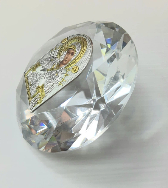 ІІконка Семистрільної Богородиці на кришталі у формі діаманту 10 см Silver Axion (EP2-152krg) - Фото 2 ІІконка Семистрільної Богородиці на кришталі у формі діаманту 10 см Silver Axion (EP2-152krg) - изображение 2