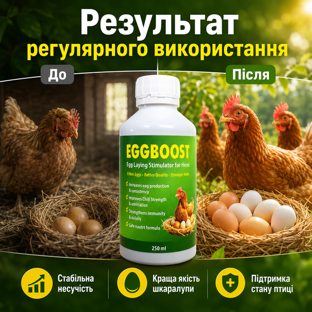 Эффективная добавка в комбикорм для цыплят EggBoost Яйцескость 250 мл Повышение несучести - изображение 7