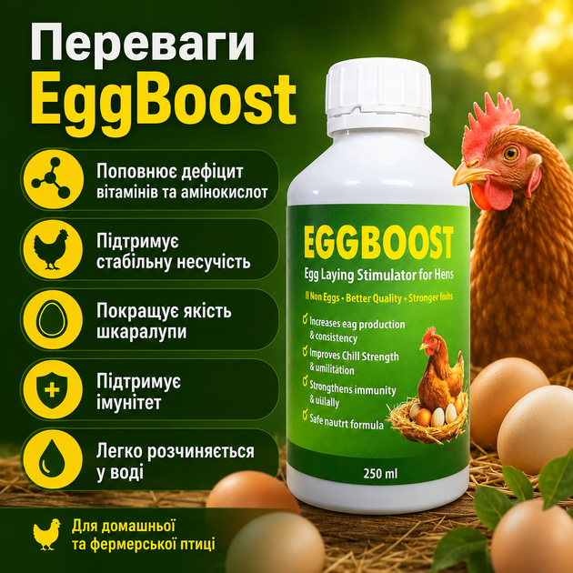 Эффективная добавка в комбикорм для цыплят EggBoost Яйцескость 250 мл Повышение несучести - изображение 9