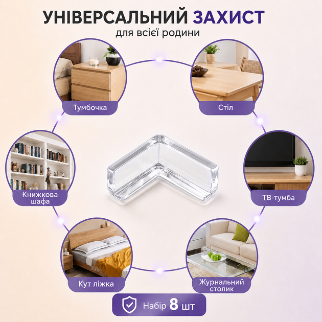 Силиконовые защитные накладки на углы столов и мебели для детей 8 шт - изображение 5