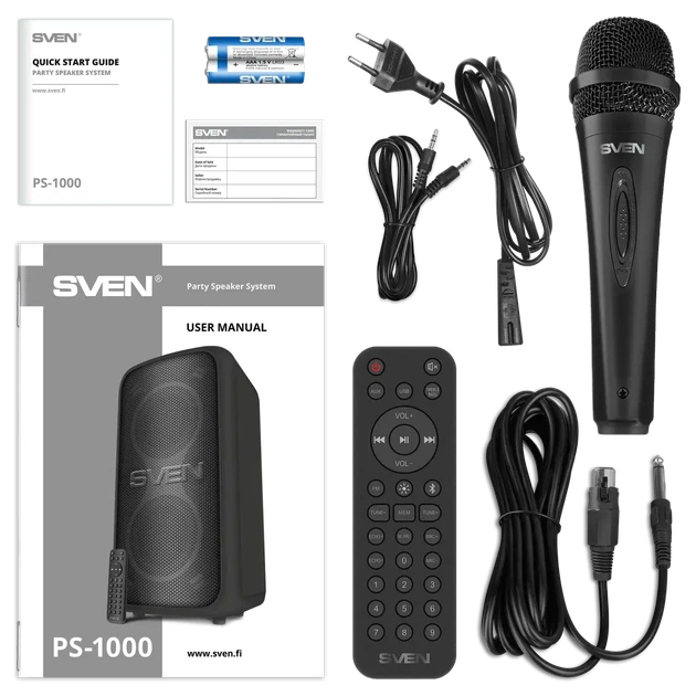 Акустическая система SVEN PS-1000, Bluetooth, караоке, FM-радио - изображение 9