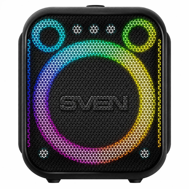 Портативная акустическая система SVEN PS-880, 110 Вт, Bluetooth, RGB-подсветка, караоке, Black - Фото 2 Портативная акустическая система SVEN PS-880, 110 Вт, Bluetooth, RGB-подсветка, караоке, Black - изображение 2