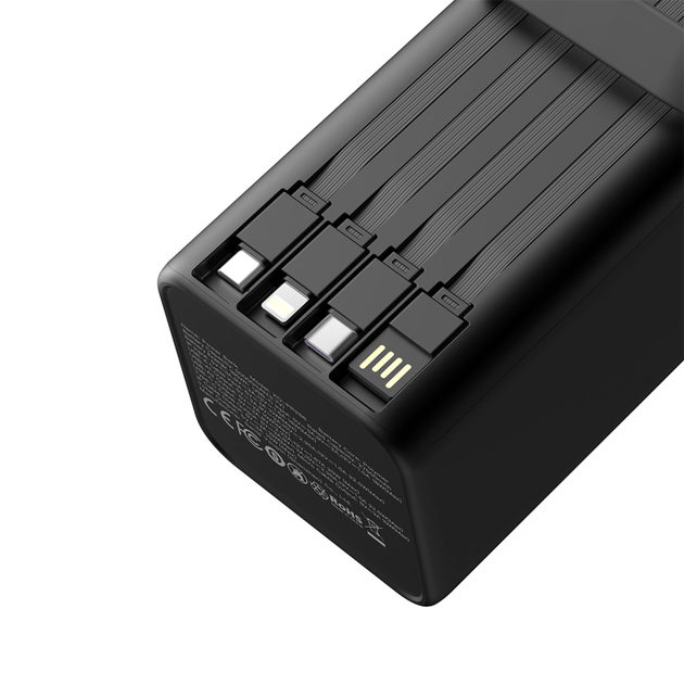 Павербанк 50000 mAh с быстрой зарядкой 22.5W XO PR286 повербанк 50000mAh повер банк с фонарем power bank с кабелями - изображение 3